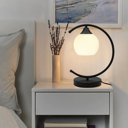 Arch Black Table Lamp Opaque Glass Globe Shade Opal Sphere - Energy Light Bulbs - Free delivery on all orders