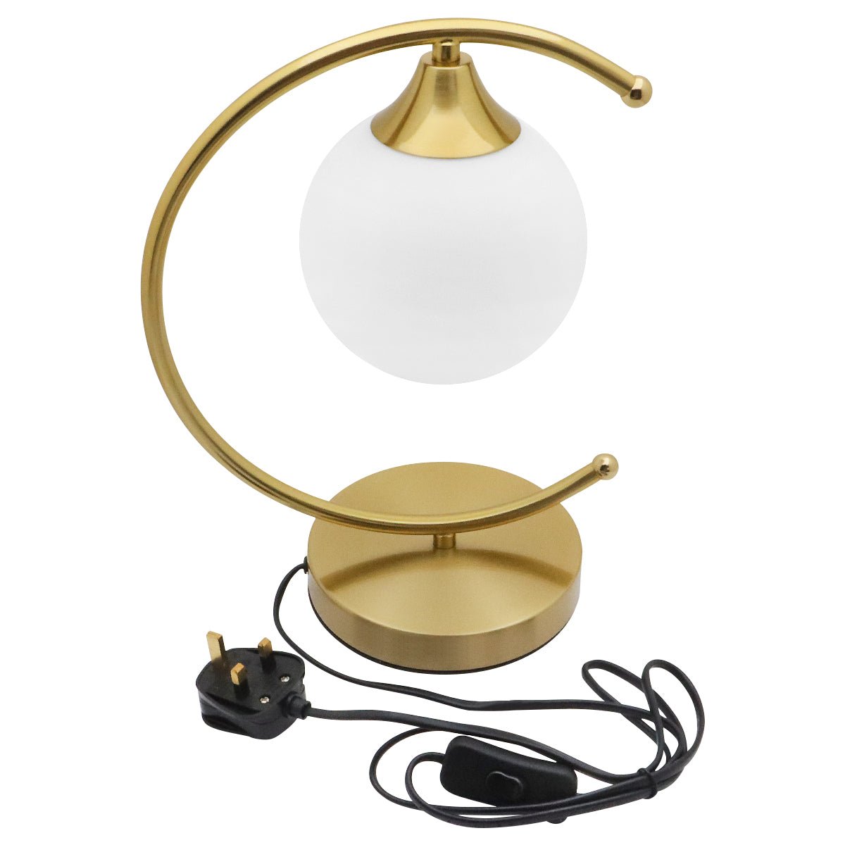 Arch Brass Table Lamp Opaque Glass Globe Shade Opal Sphere - Energy Light Bulbs - Free delivery on all orders
