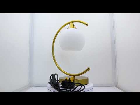 Arch Brass Table Lamp Opaque Glass Globe Shade Opal Sphere - Energy Light Bulbs - Free delivery on all orders