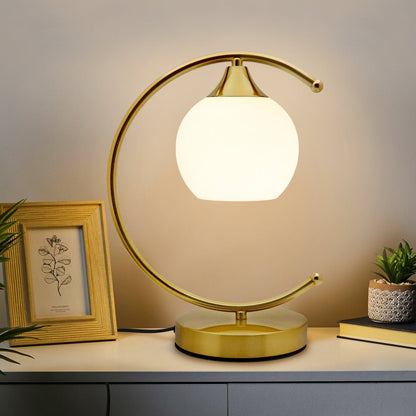 Arch Brass Table Lamp Opaque Glass Globe Shade Opal Sphere - Energy Light Bulbs - Free delivery on all orders
