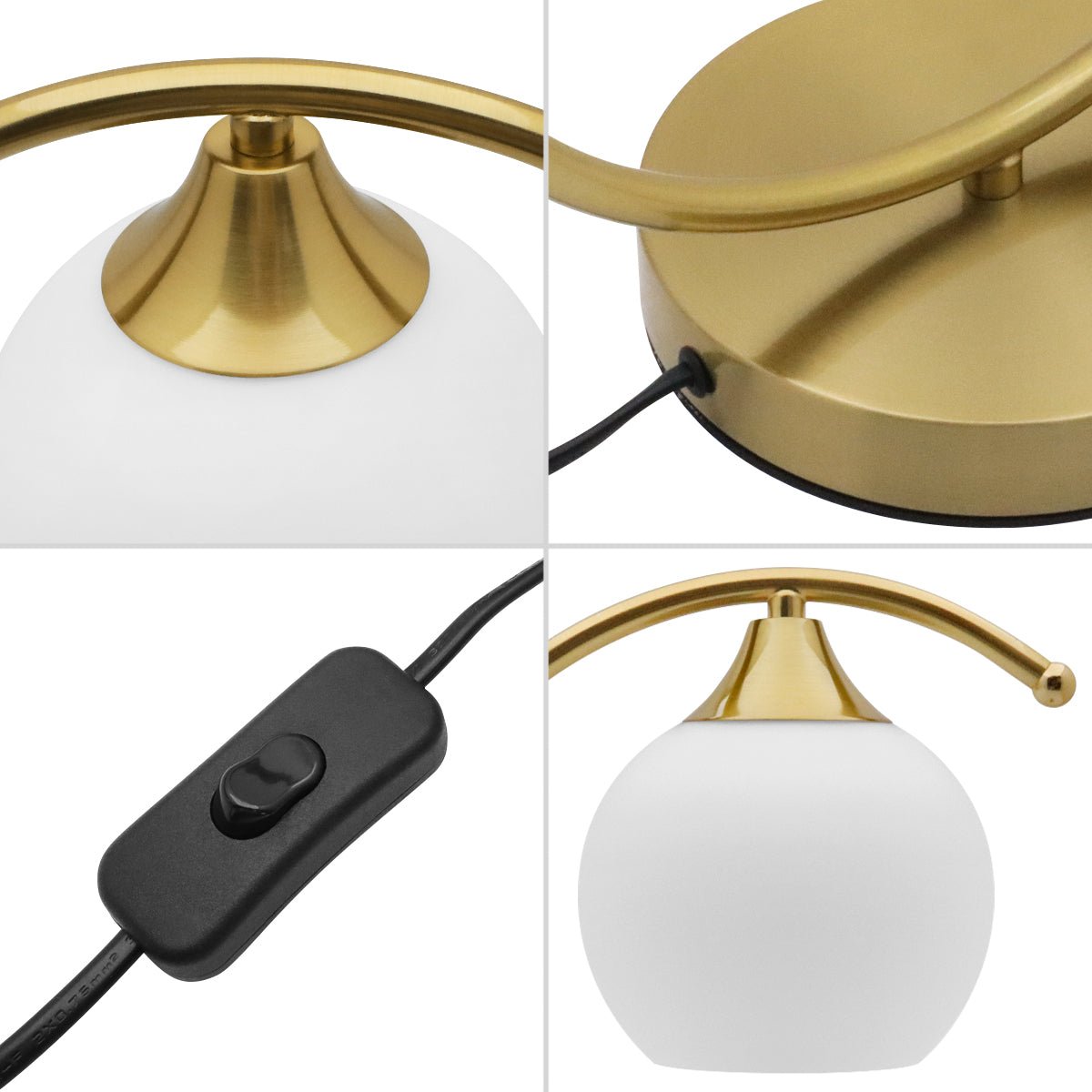 Arch Brass Table Lamp Opaque Glass Globe Shade Opal Sphere - Energy Light Bulbs - Free delivery on all orders