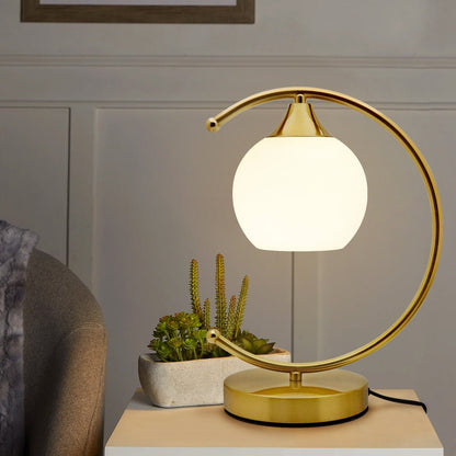 Arch Brass Table Lamp Opaque Glass Globe Shade Opal Sphere - Energy Light Bulbs - Free delivery on all orders