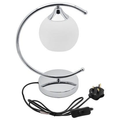Arch Chrome Table Lamp Opaque Glass Globe Shade Opal Sphere - Energy Light Bulbs - Free delivery on all orders