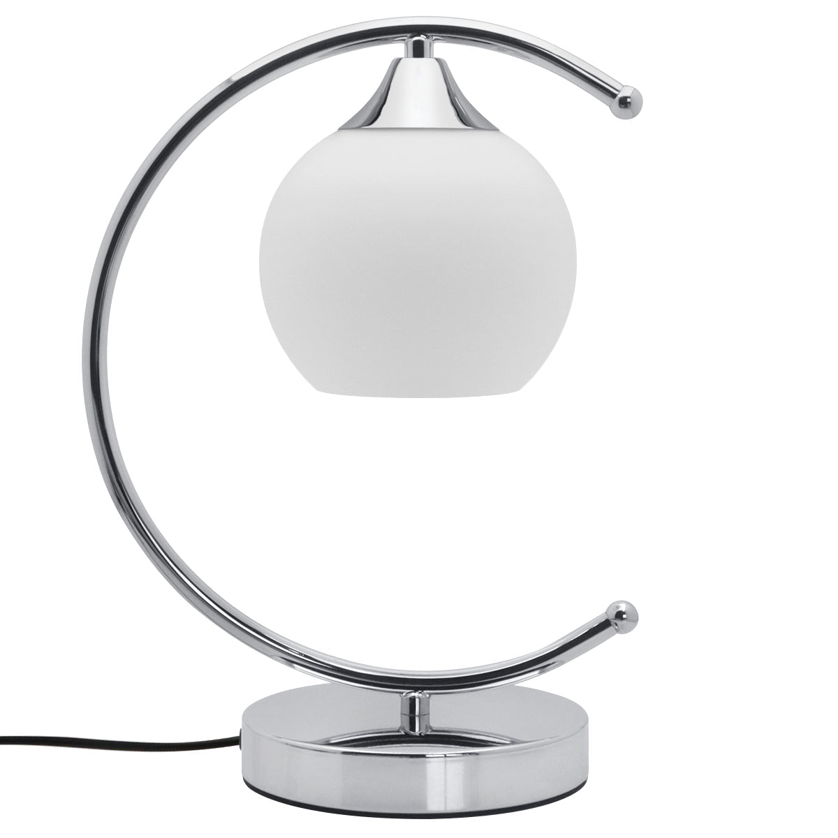 Arch Chrome Table Lamp Opaque Glass Globe Shade Opal Sphere - Energy Light Bulbs - Free delivery on all orders