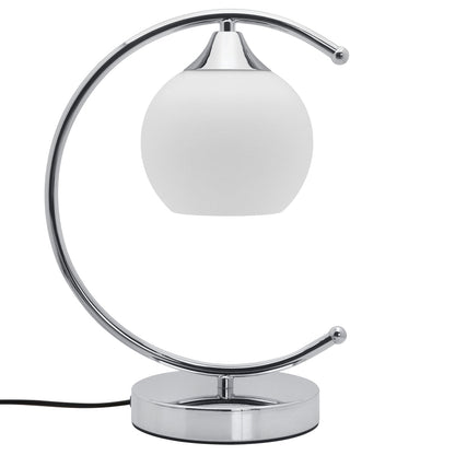 Arch Chrome Table Lamp Opaque Glass Globe Shade Opal Sphere - Energy Light Bulbs - Free delivery on all orders