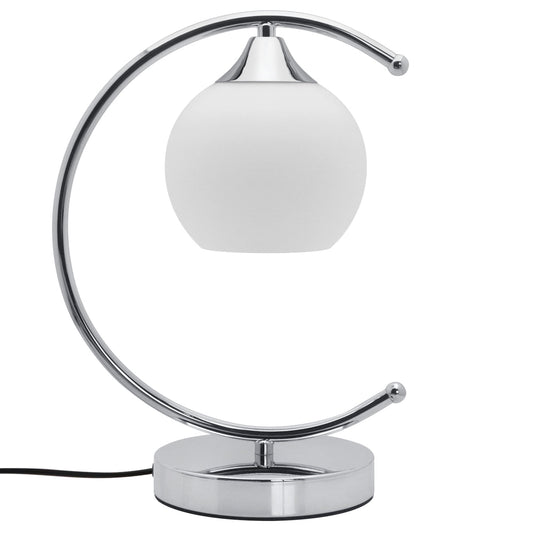 Arch Chrome Table Lamp Opaque Glass Globe Shade Opal Sphere - Energy Light Bulbs - Free delivery on all orders