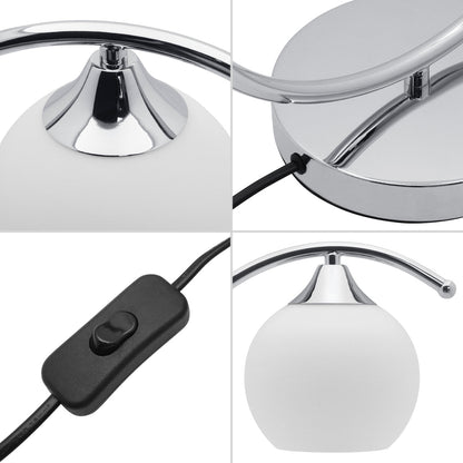 Arch Chrome Table Lamp Opaque Glass Globe Shade Opal Sphere - Energy Light Bulbs - Free delivery on all orders