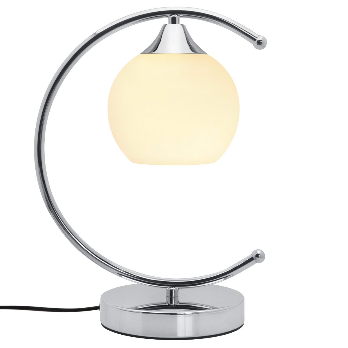 Arch Chrome Table Lamp Opaque Glass Globe Shade Opal Sphere - Energy Light Bulbs - Free delivery on all orders