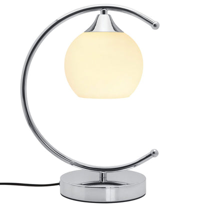 Arch Chrome Table Lamp Opaque Glass Globe Shade Opal Sphere - Energy Light Bulbs - Free delivery on all orders