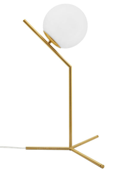 Art Deco Brass Table Lamp Frosted Globe Opaque Glass Shade - Energy Light Bulbs - Free delivery on all orders