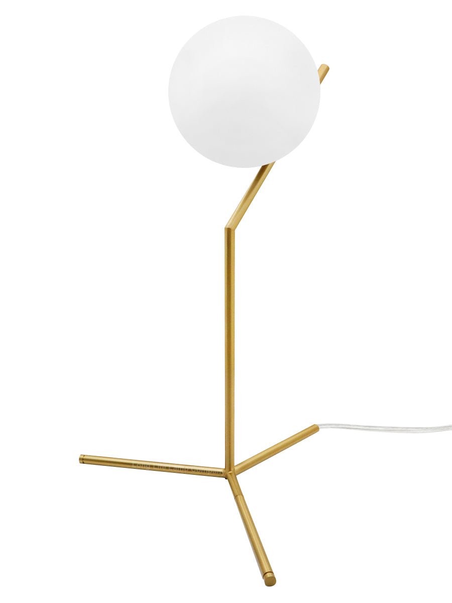 Art Deco Brass Table Lamp Frosted Globe Opaque Glass Shade - Energy Light Bulbs - Free delivery on all orders