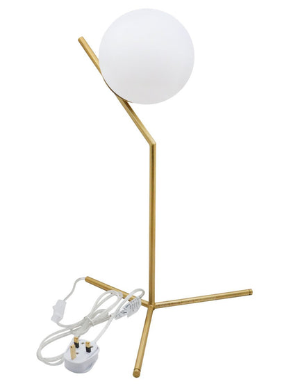 Art Deco Brass Table Lamp Frosted Globe Opaque Glass Shade - Energy Light Bulbs - Free delivery on all orders