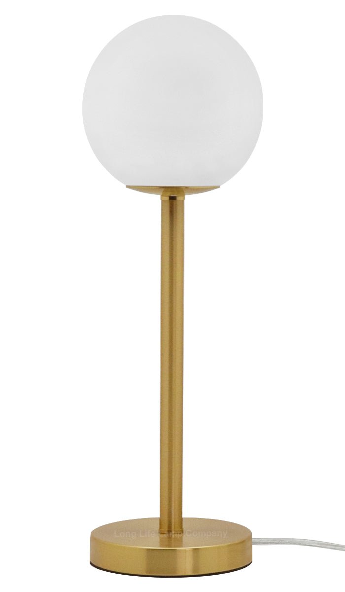 Art Deco Brass Table Lamp Frosted Globe Opaque Glass Shade - Energy Light Bulbs - Free delivery on all orders