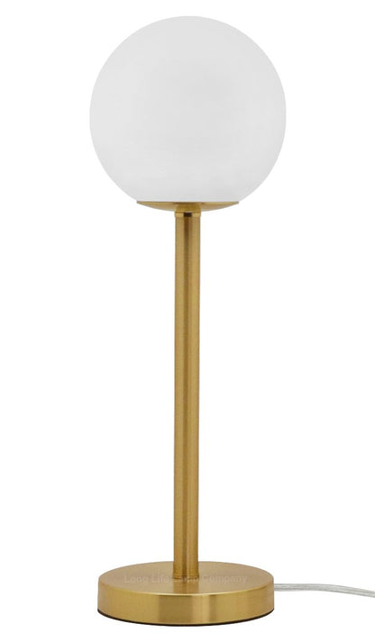 Art Deco Brass Table Lamp Frosted Globe Opaque Glass Shade - Energy Light Bulbs - Free delivery on all orders