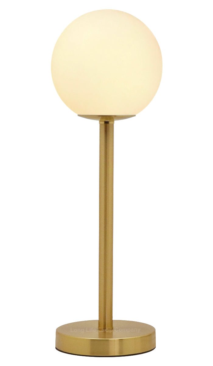 Art Deco Brass Table Lamp Frosted Globe Opaque Glass Shade - Energy Light Bulbs - Free delivery on all orders