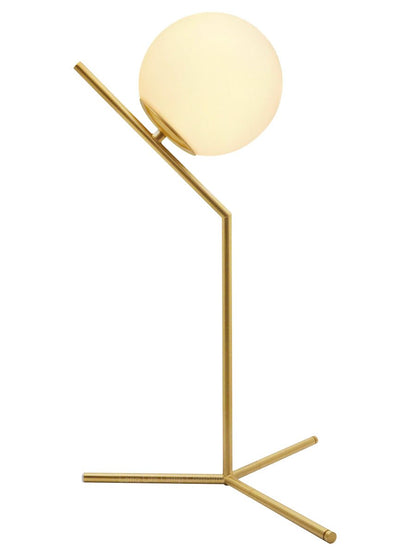 Art Deco Brass Table Lamp Frosted Globe Opaque Glass Shade - Energy Light Bulbs - Free delivery on all orders