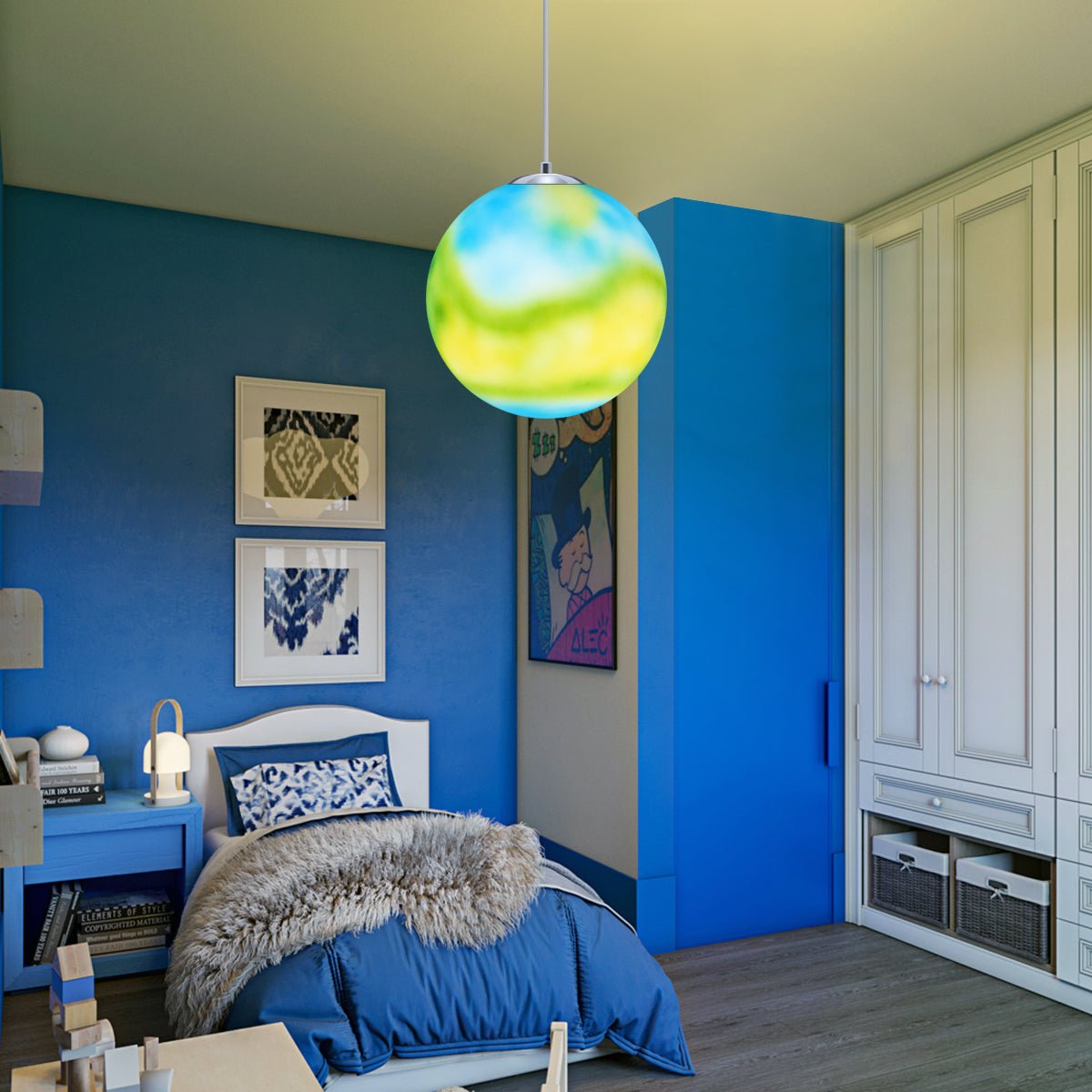 Art Deco Earth Globe Lamp Shade Pendant Light Fitting Polycarbonate - Energy Light Bulbs - Free delivery on all orders
