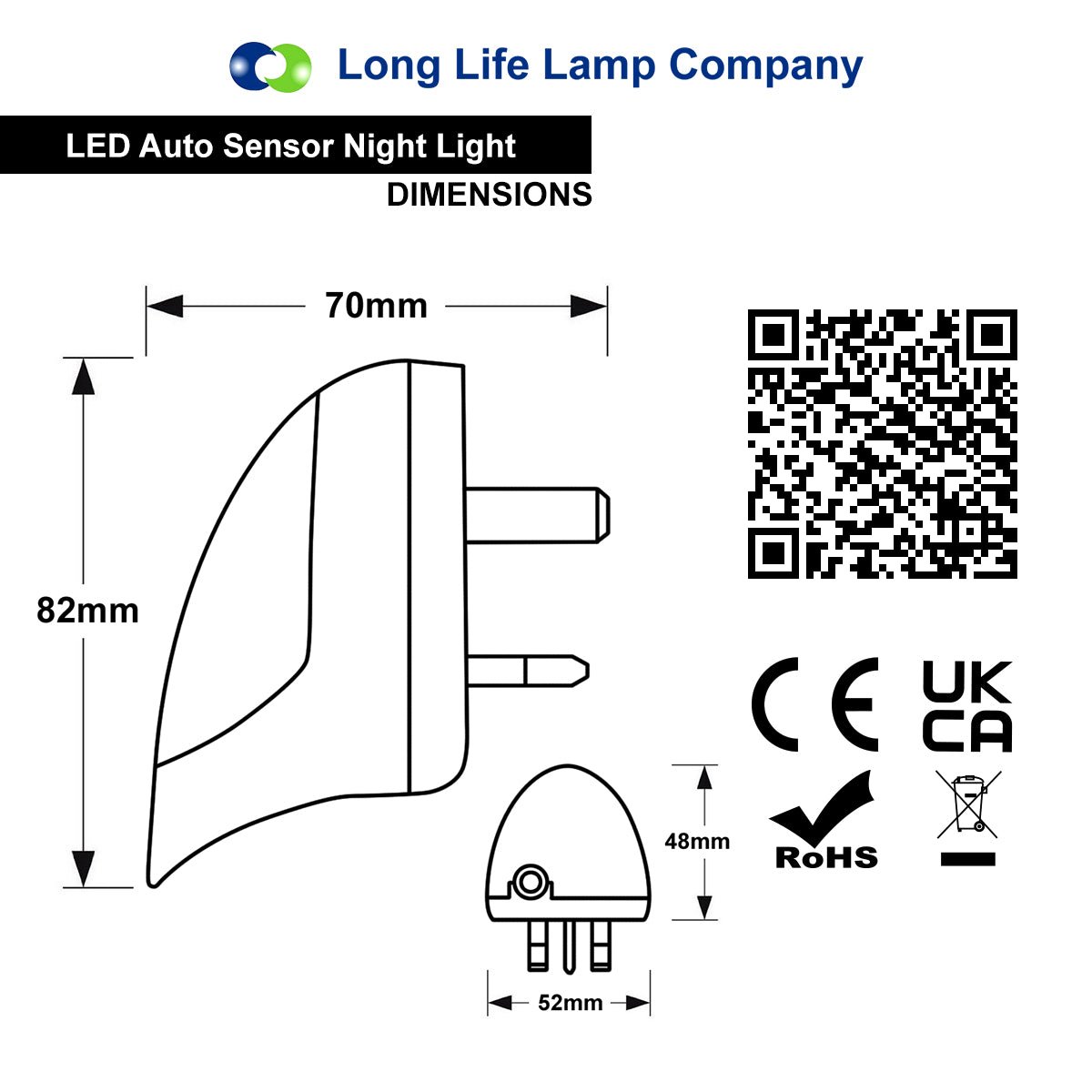 Automatic BLUE Plug-in LED Night Light Dusk to Dawn Sensor A50B - Free delivery on all orders