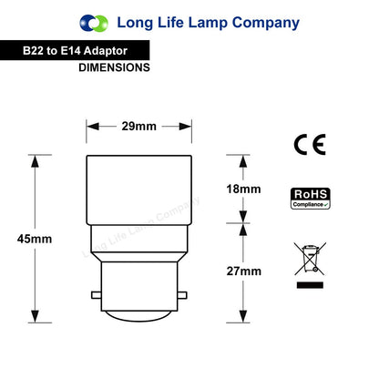 B22 to E14 Lamp Light Bulb Base Socket Converter Adaptor - Energy Light Bulbs - Free delivery on all orders