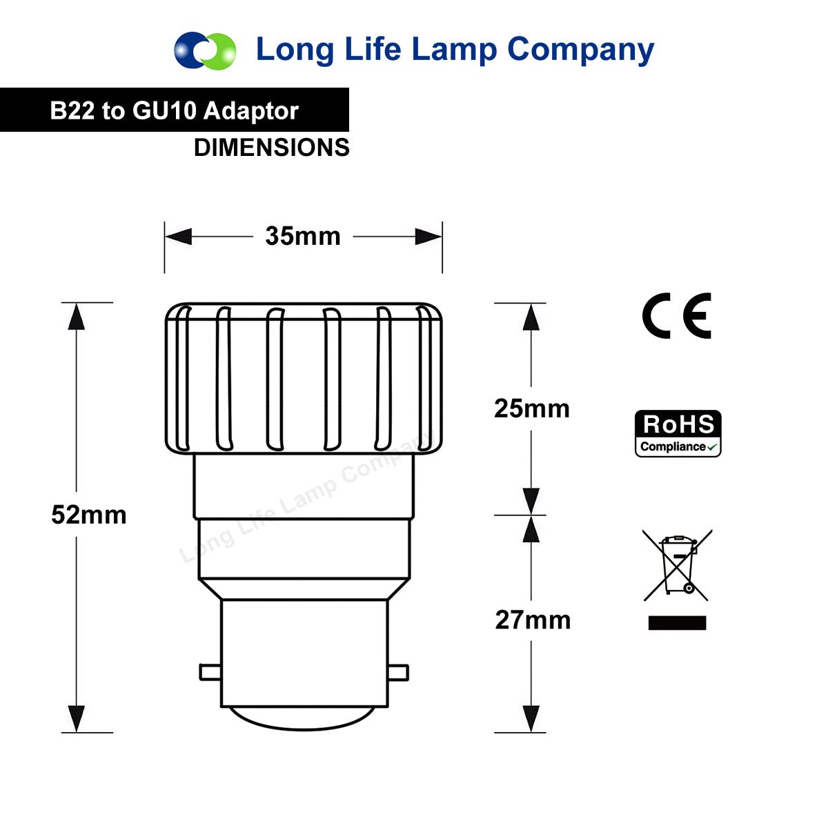B22 to GU10 Lamp Light Bulb Base Socket Converter Adaptor - Energy Light Bulbs - Free delivery on all orders