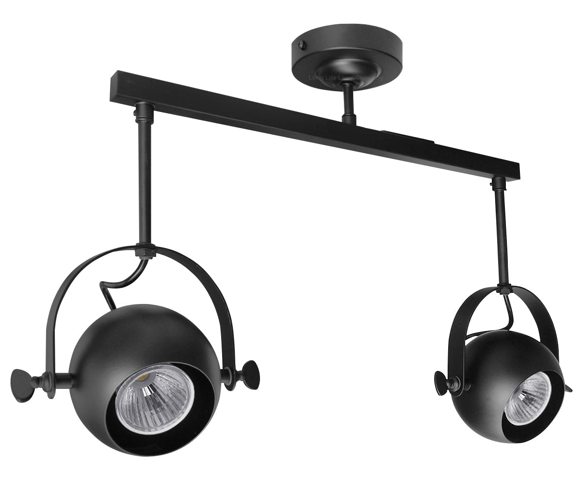 Black Adjustable Retro Industrial Ceiling Spot Light Double Eyeball - Energy Light Bulbs - Free delivery on all orders