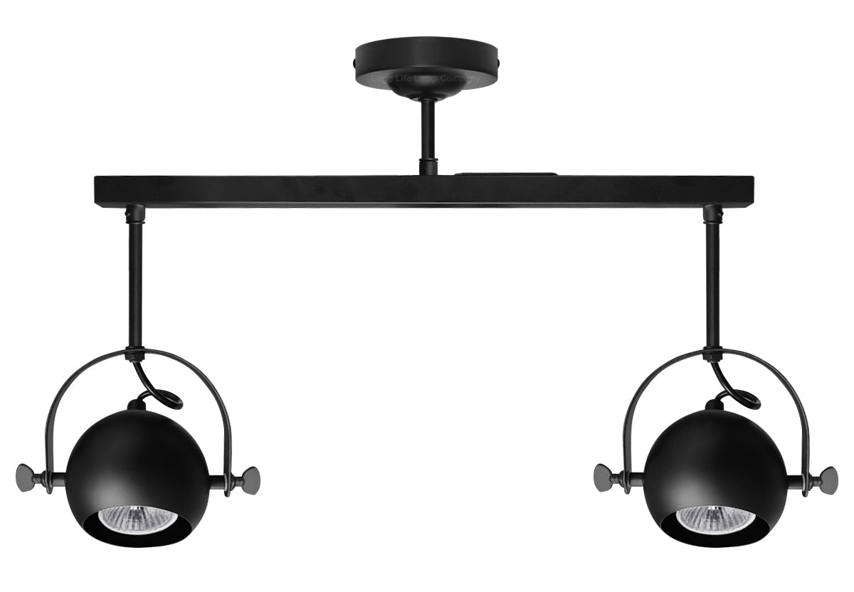 Black Adjustable Retro Industrial Ceiling Spot Light Double Eyeball - Energy Light Bulbs - Free delivery on all orders