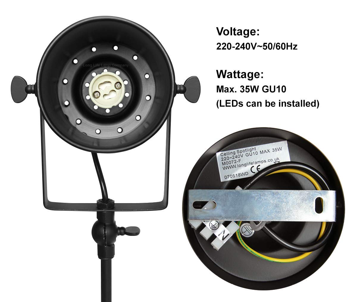 Black Adjustable Retro Industrial Ceiling Spot Light Metal Finish - Energy Light Bulbs - Free delivery on all orders