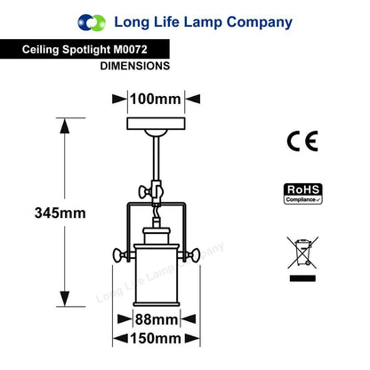 Black Adjustable Retro Industrial Ceiling Spot Light Metal Finish - Energy Light Bulbs - Free delivery on all orders