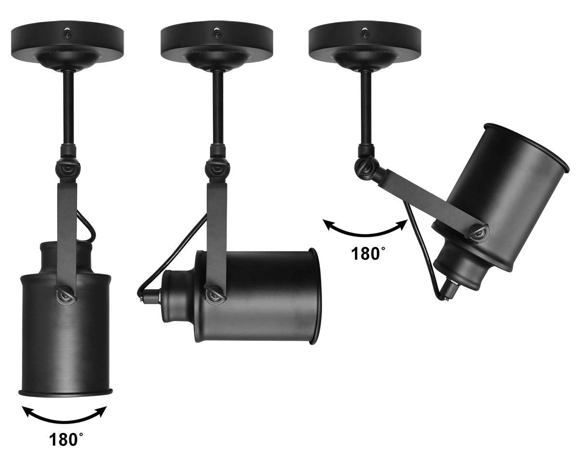 Black Adjustable Retro Industrial Ceiling Spot Light Metal Finish - Energy Light Bulbs - Free delivery on all orders