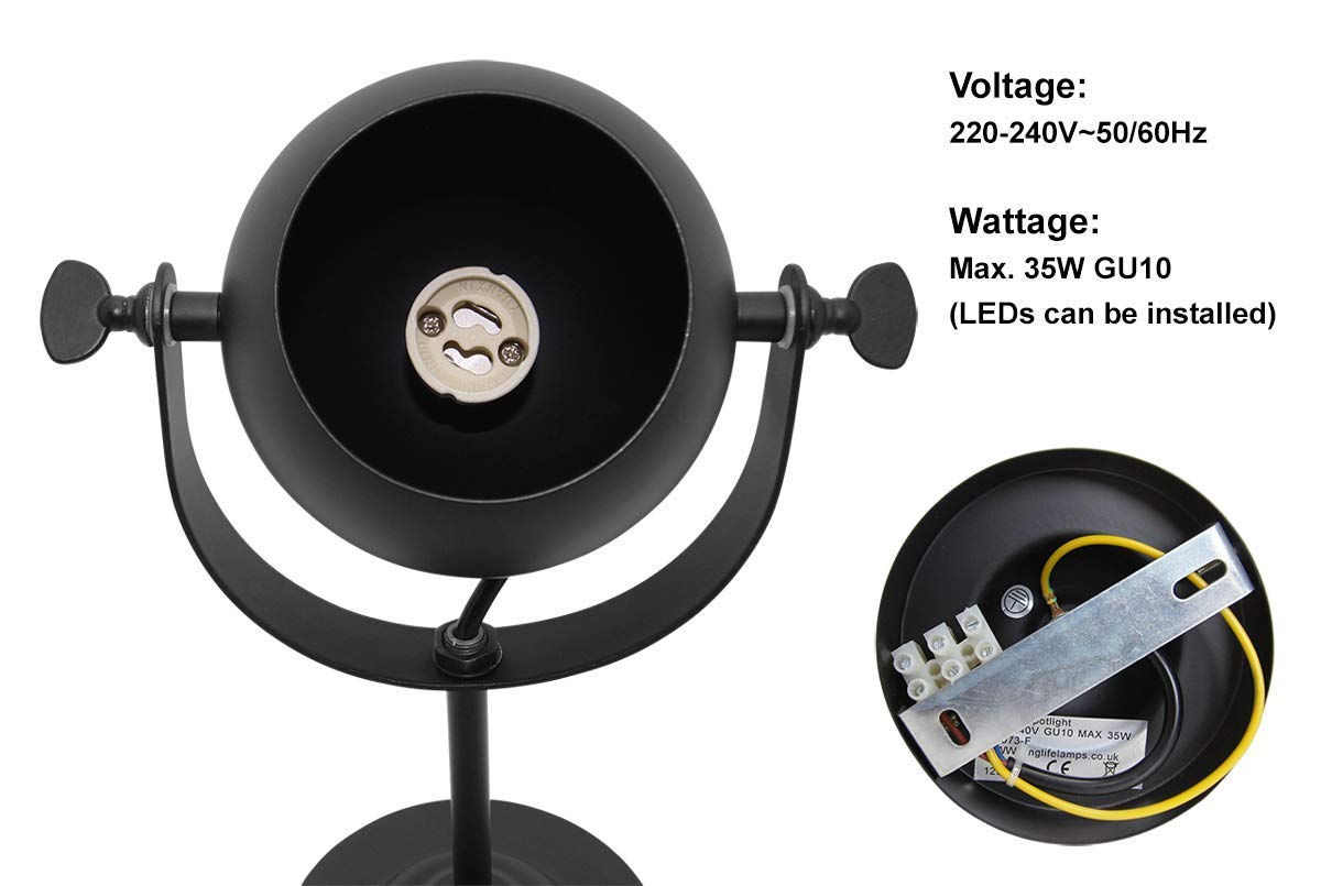 Black Adjustable Retro Industrial Ceiling Spot Light Single Eyeball - Energy Light Bulbs - Free delivery on all orders