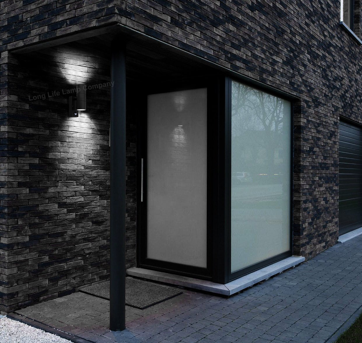 Black Double Outdoor Wall with PIR Movement Sensor Stainless Steel - Energy Light Bulbs - Free delivery on all orders