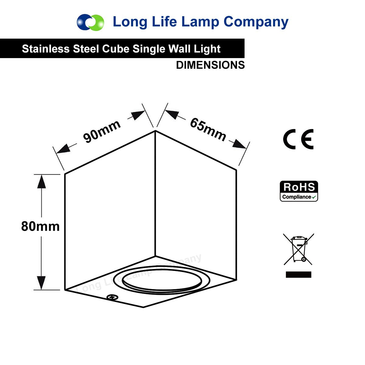 Black Finish Stainless Steel Mini Cube Single Outdoor Wall Light - Energy Light Bulbs - Free delivery on all orders