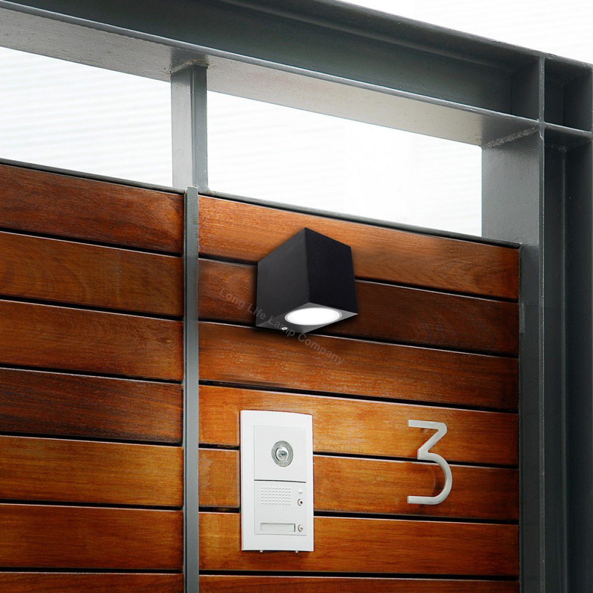 Black Finish Stainless Steel Mini Cube Single Outdoor Wall Light - Energy Light Bulbs - Free delivery on all orders