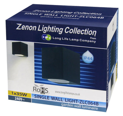 Black Finish Stainless Steel Mini Cube Single Outdoor Wall Light - Energy Light Bulbs - Free delivery on all orders