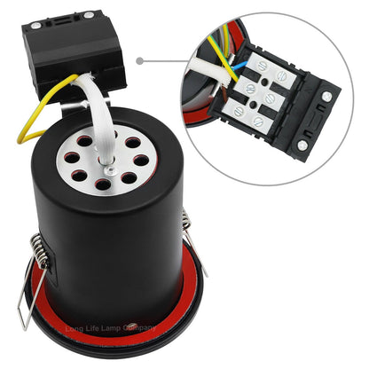 Black GU10 Fixed Fire Rated Downlight Can - Energy Light Bulbs - Free delivery on all orders