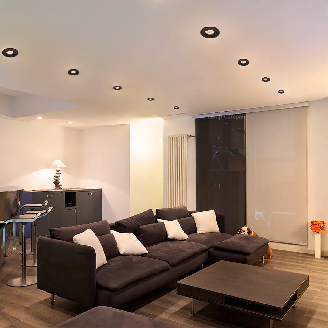 Black GU10 Fixed Fire Rated Downlight Can - Energy Light Bulbs - Free delivery on all orders