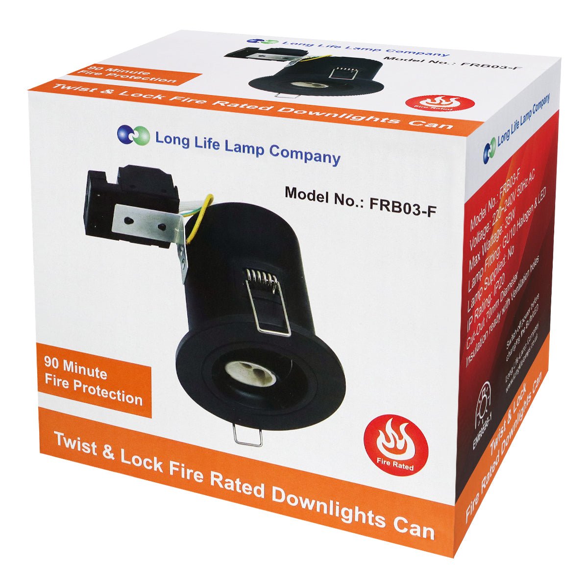 Black GU10 Fixed Fire Rated Downlight Can - Energy Light Bulbs - Free delivery on all orders