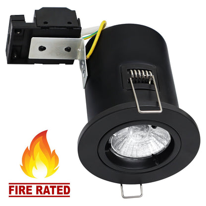 Black GU10 Fixed Fire Rated Downlight Can - Energy Light Bulbs - Free delivery on all orders