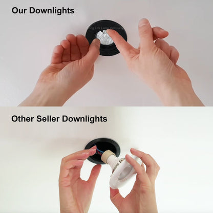 Black GU10 Fixed Fire Rated Downlight Can - Energy Light Bulbs - Free delivery on all orders