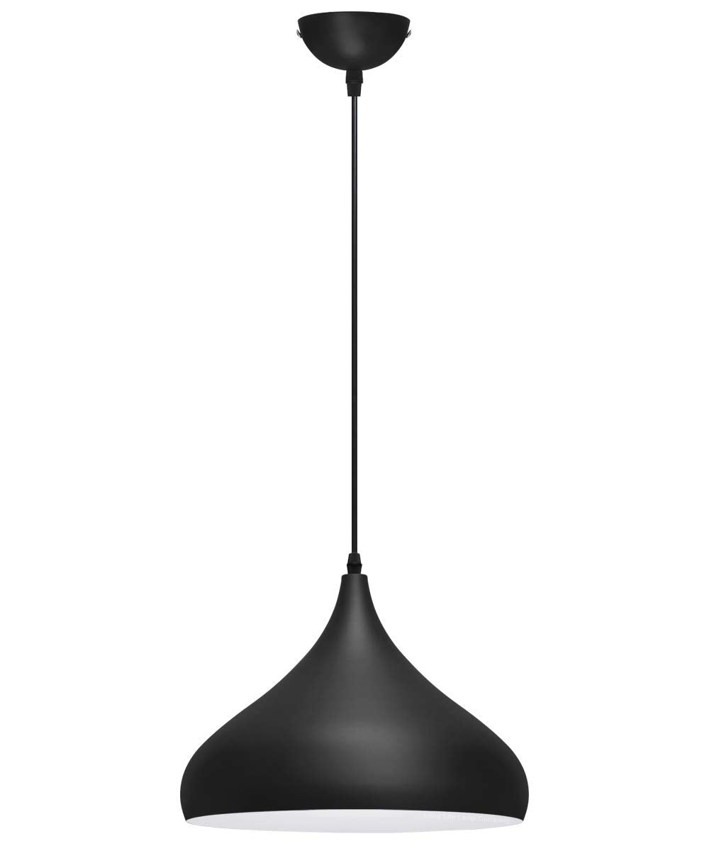 Black Lamp Shade Ceiling Pendant Light Metal Dome Matt Finish - Energy Light Bulbs - Free delivery on all orders