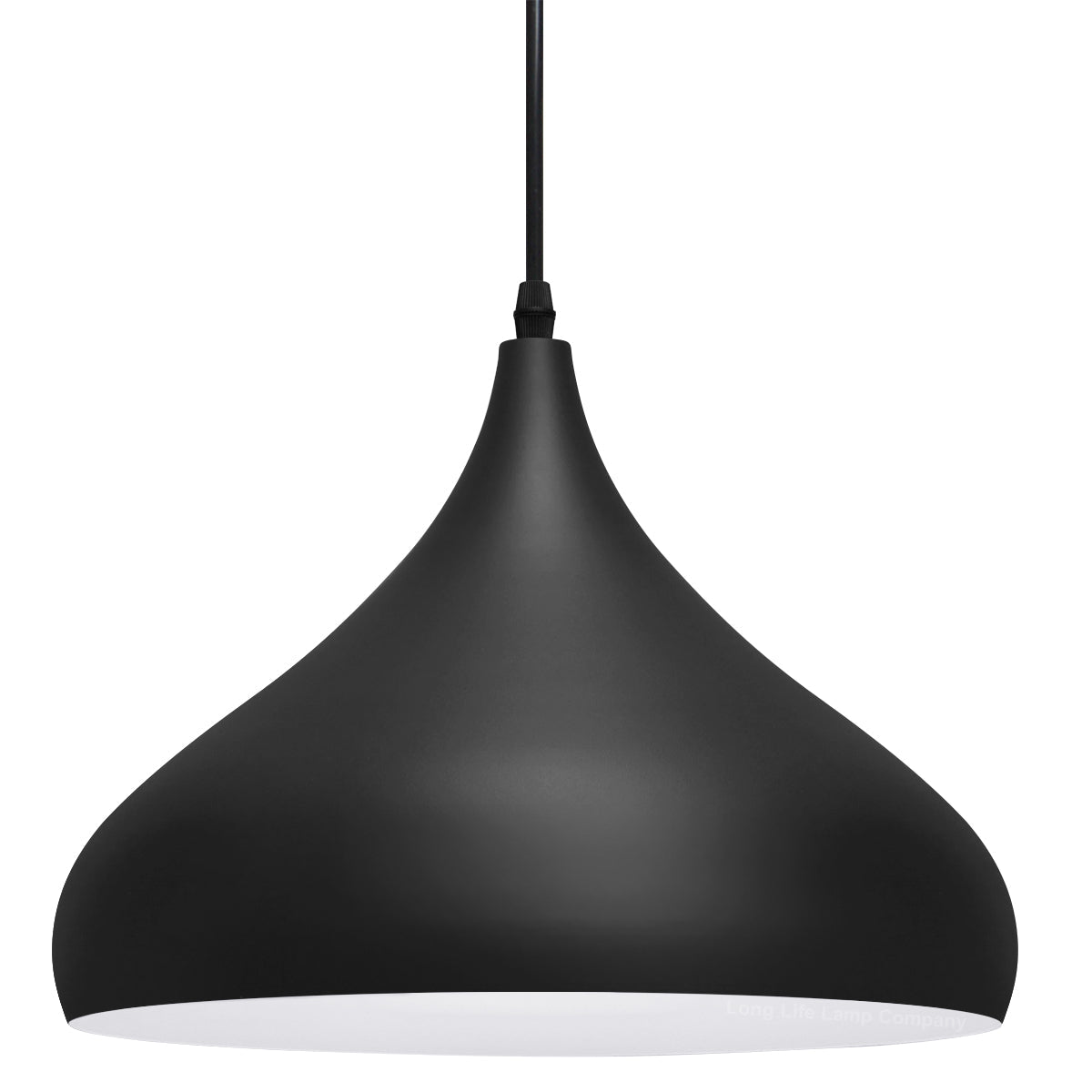 Black Lamp Shade Ceiling Pendant Light Metal Dome Matt Finish - Energy Light Bulbs - Free delivery on all orders