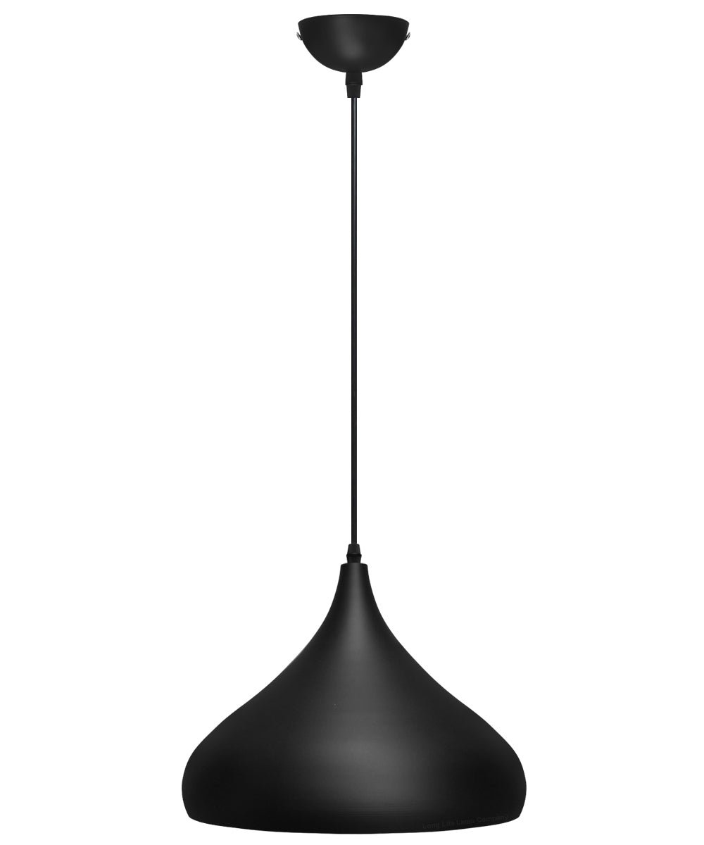 Black Lamp Shade Ceiling Pendant Light Metal Dome Matt Finish - Energy Light Bulbs - Free delivery on all orders