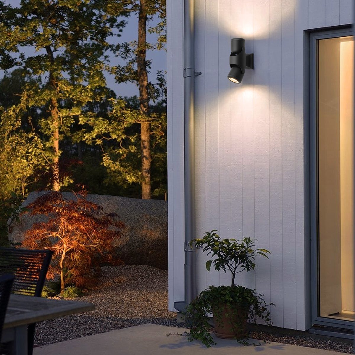 Black Outdoor Double Wall Light Adjustable IP54 External Directional Spot Lamp - Energy Light Bulbs - Free delivery on all orders