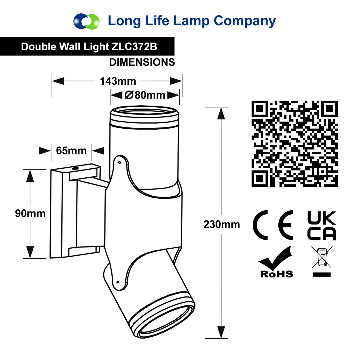 Black Outdoor Double Wall Light Adjustable IP54 External Directional Spot Lamp - Energy Light Bulbs - Free delivery on all orders