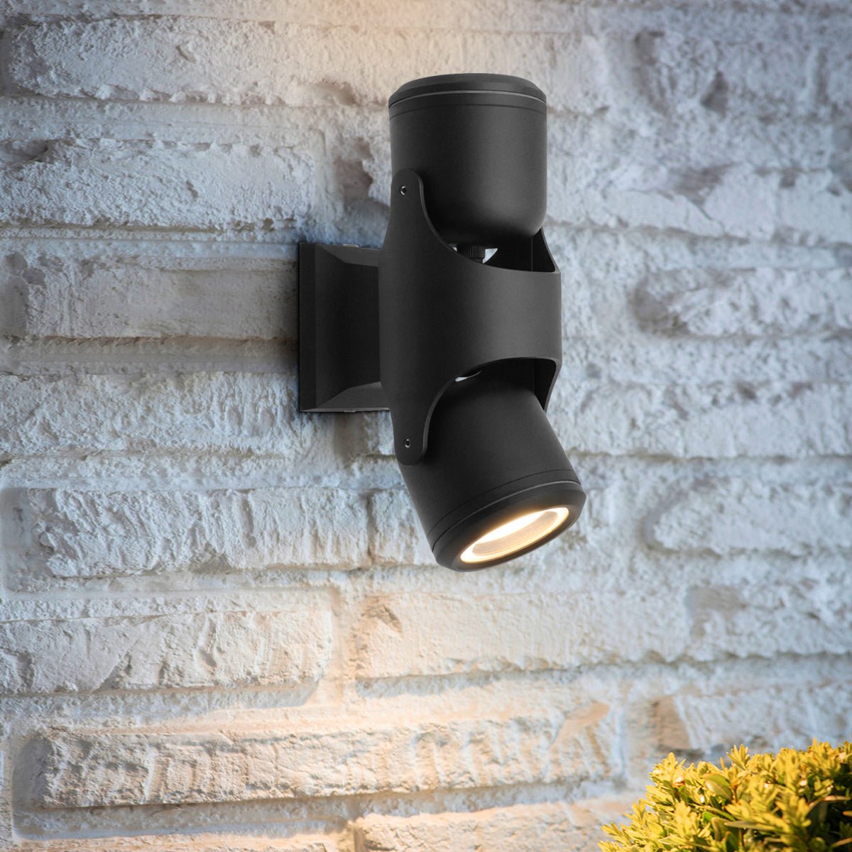 Black Outdoor Double Wall Light Adjustable IP54 External Directional Spot Lamp - Energy Light Bulbs - Free delivery on all orders