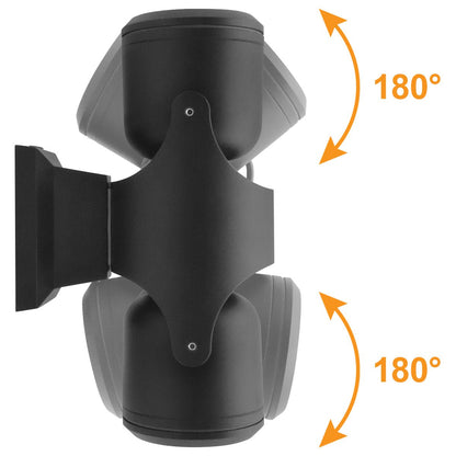 Black Outdoor Double Wall Light Adjustable IP54 External Directional Spot Lamp - Energy Light Bulbs - Free delivery on all orders