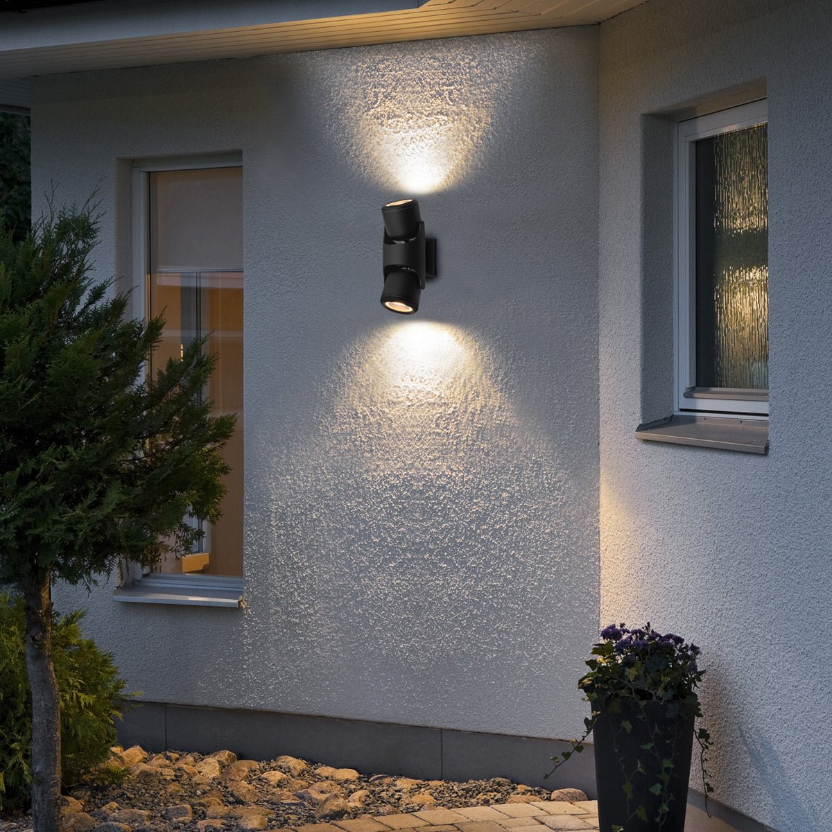 Black Outdoor Double Wall Light Adjustable IP54 External Directional Spot Lamp - Energy Light Bulbs - Free delivery on all orders