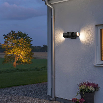 Black Outdoor Double Wall Light Adjustable IP54 External Directional Spot Lamp - Energy Light Bulbs - Free delivery on all orders