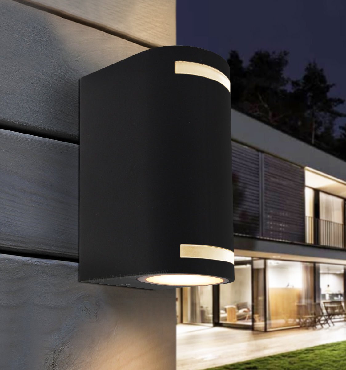 Black Outdoor Double Wall Light ZLC323 with LED Warm White or Cool White or Blue - Free delivery on all orders