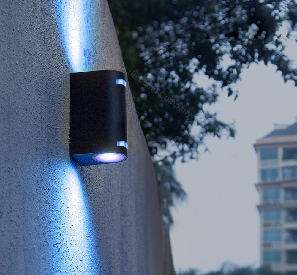 Black Outdoor Double Wall Light ZLC323 with LED Warm White or Cool White or Blue - Free delivery on all orders